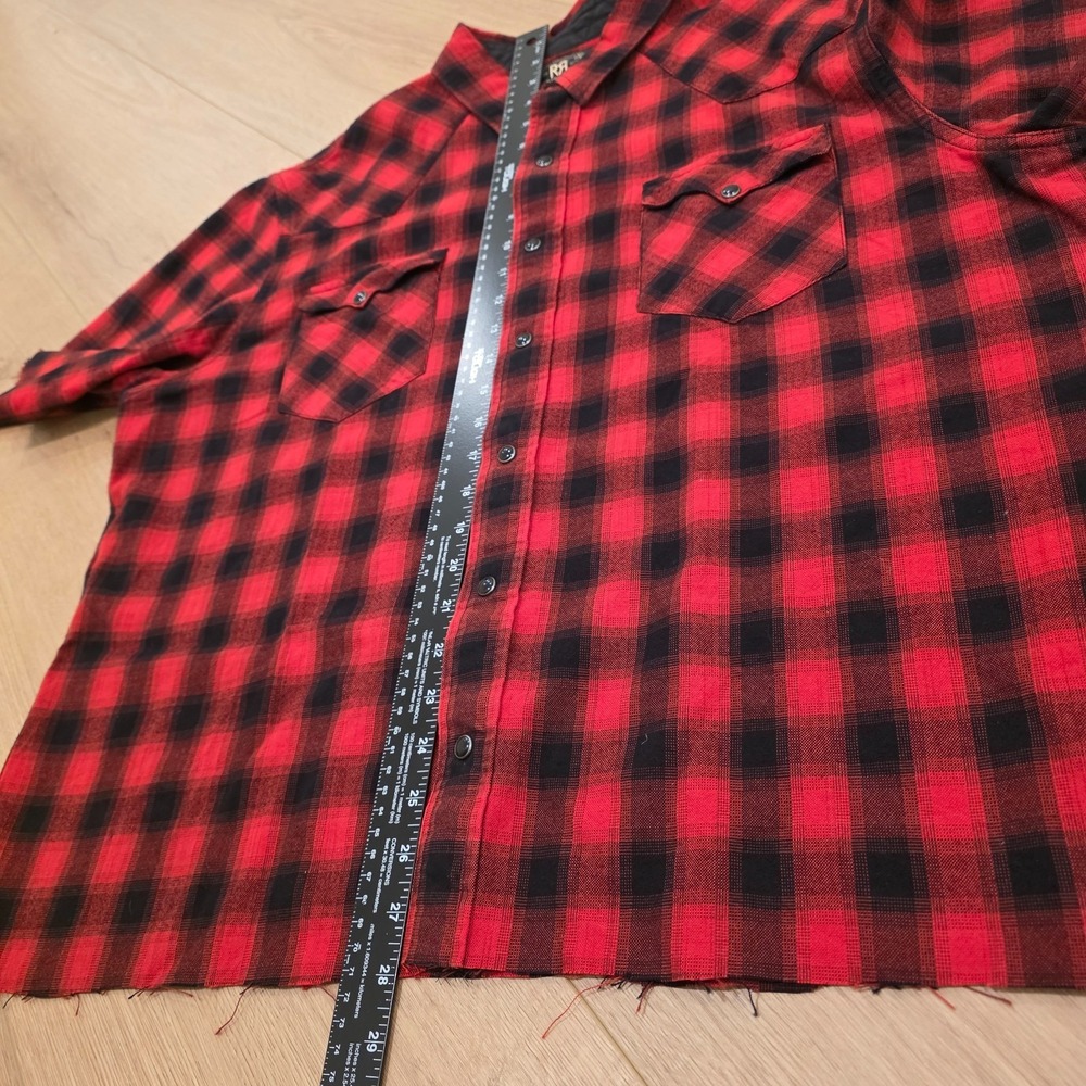 RRL Ralph Lauren Plaid Workshirt Mens XXL Western Sleeve & Hem Cut Distressed - Picture 13 of 16